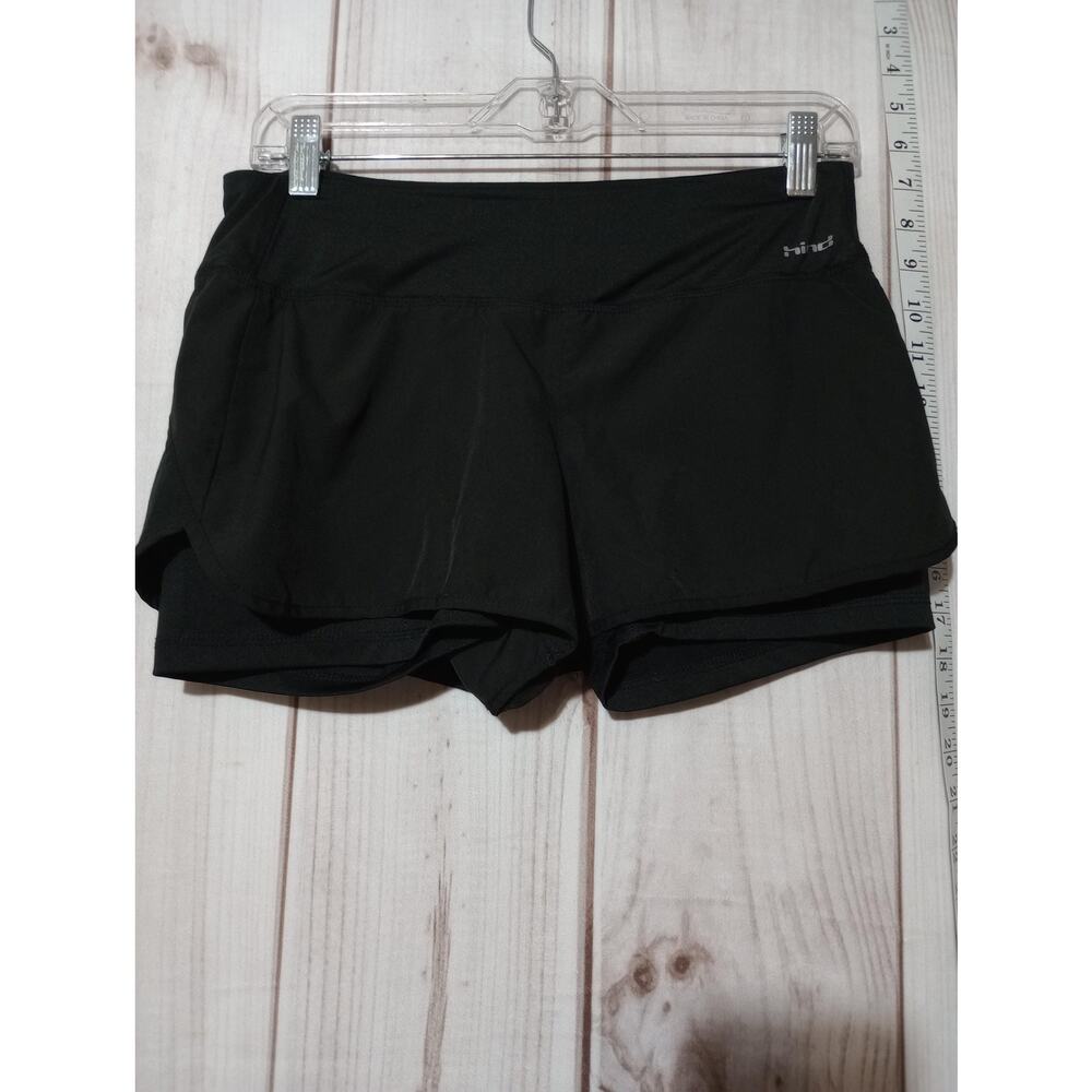 Hind Womens‎ Running Shorts Black 2-in-1 Compression Liner Zip Pocket Small